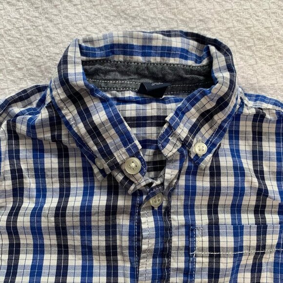 5/$25 babyGap blue black striped collared long sleeve button front shirt - Picture 4 of 7
